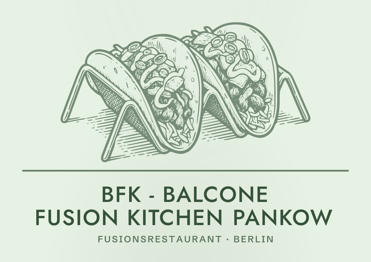 Illustriertes Poster von BFK - Balcone Fusion Kitchen Pankow, Fusionsrestaurant in Berlin