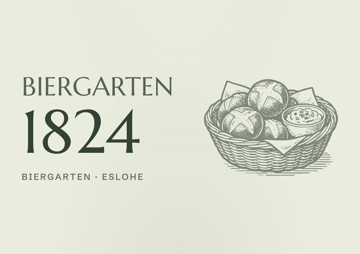 Illustriertes Poster von Biergarten 1824, Biergarten in Eslohe