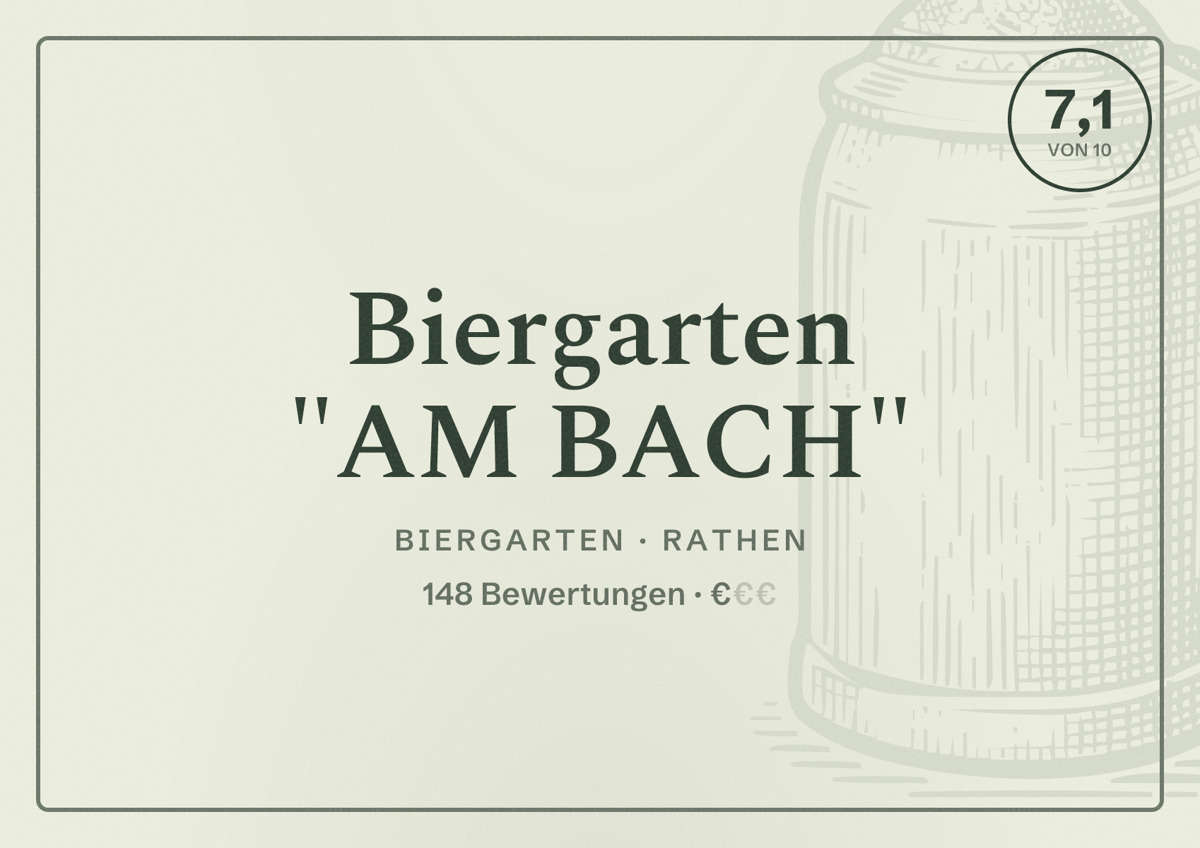 Illustriertes Poster von Biergarten "AM BACH", Biergarten in Rathen: Bewertung 7,1 von 10 aus 148 Bewertungen, Preisniveau €