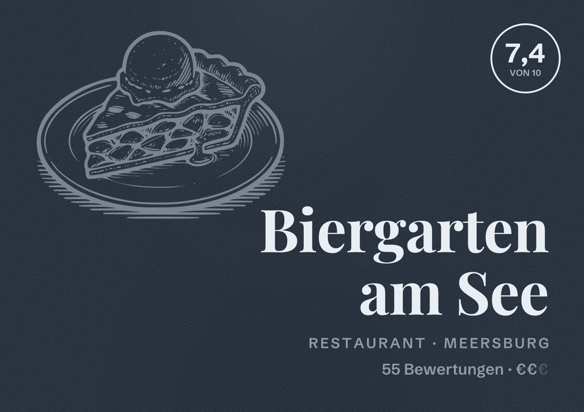 Illustriertes Poster von Biergarten am See, Restaurant in Meersburg: Bewertung 7,4 von 10 aus 55 Bewertungen, Preisniveau €€