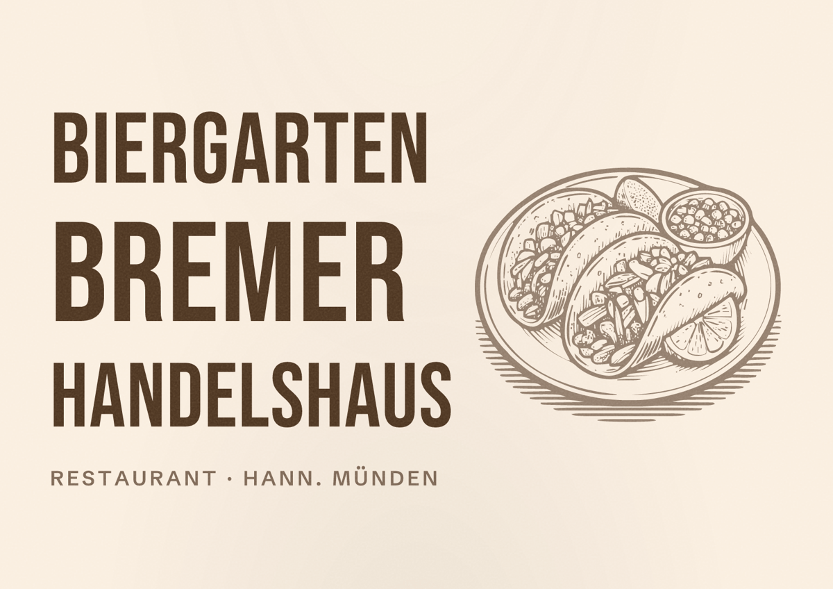 Illustriertes Poster von Biergarten Bremer Handelshaus, Restaurant in Hann. Münden