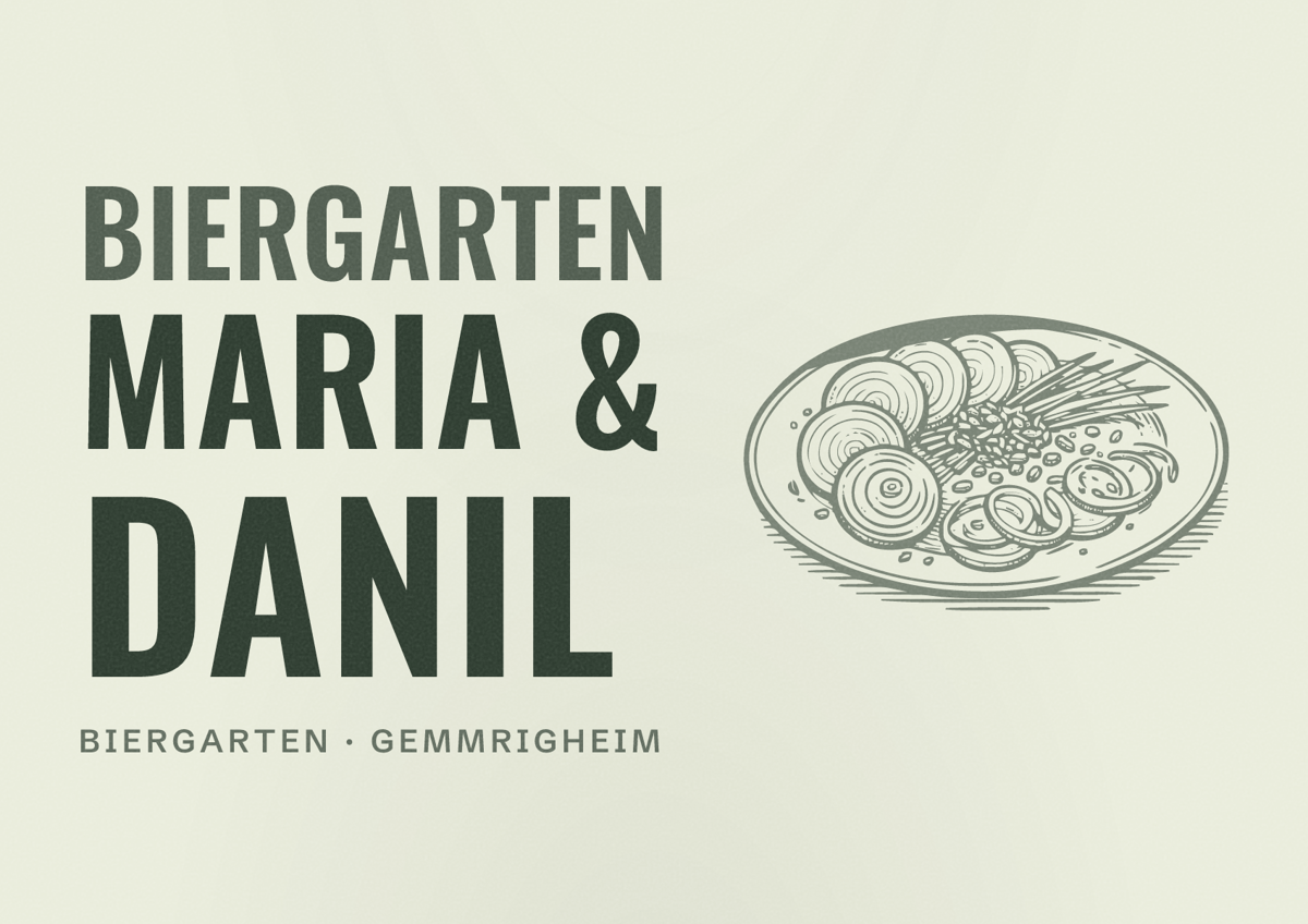 Illustriertes Poster von Biergarten Maria & Danil, Biergarten in Gemmrigheim
