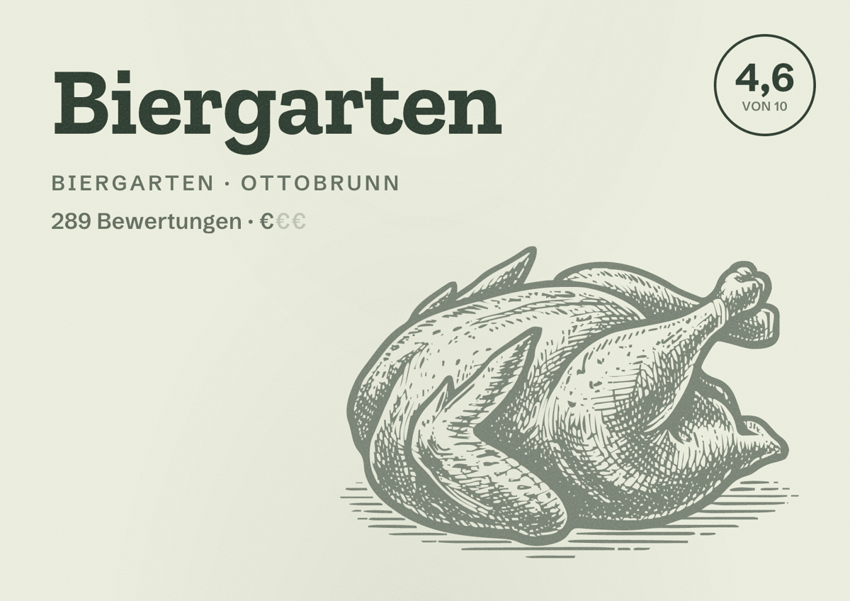 Illustriertes Poster von Biergarten, Biergarten in Ottobrunn: Bewertung 4,6 von 10 aus 289 Bewertungen, Preisniveau €