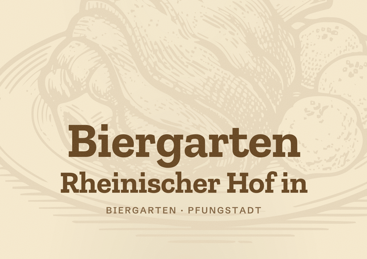 Illustriertes Poster von Biergarten Rheinischer Hof in, Biergarten in Pfungstadt