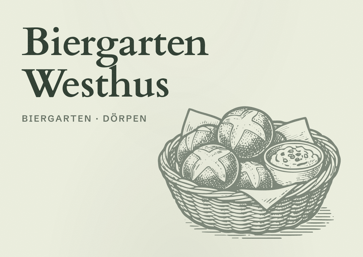 Illustriertes Poster von Biergarten Westhus, Biergarten in Dörpen