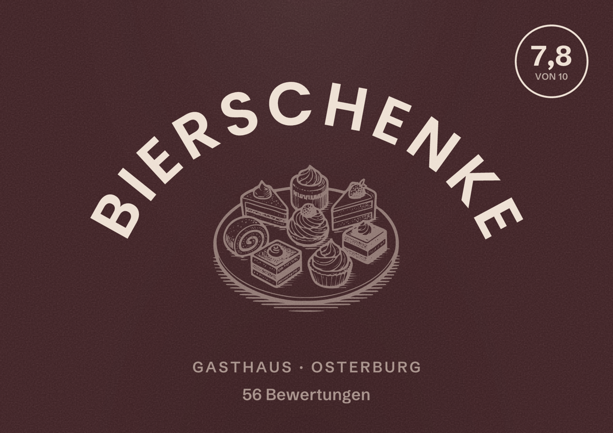 Illustriertes Poster von Bierschenke, Gasthaus in Osterburg: Bewertung 7,8 von 10 aus 56 Bewertungen