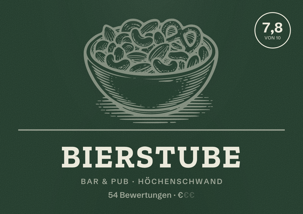 Illustriertes Poster von Bierstube, Bar & Pub in Höchenschwand: Bewertung 7,8 von 10 aus 54 Bewertungen, Preisniveau €