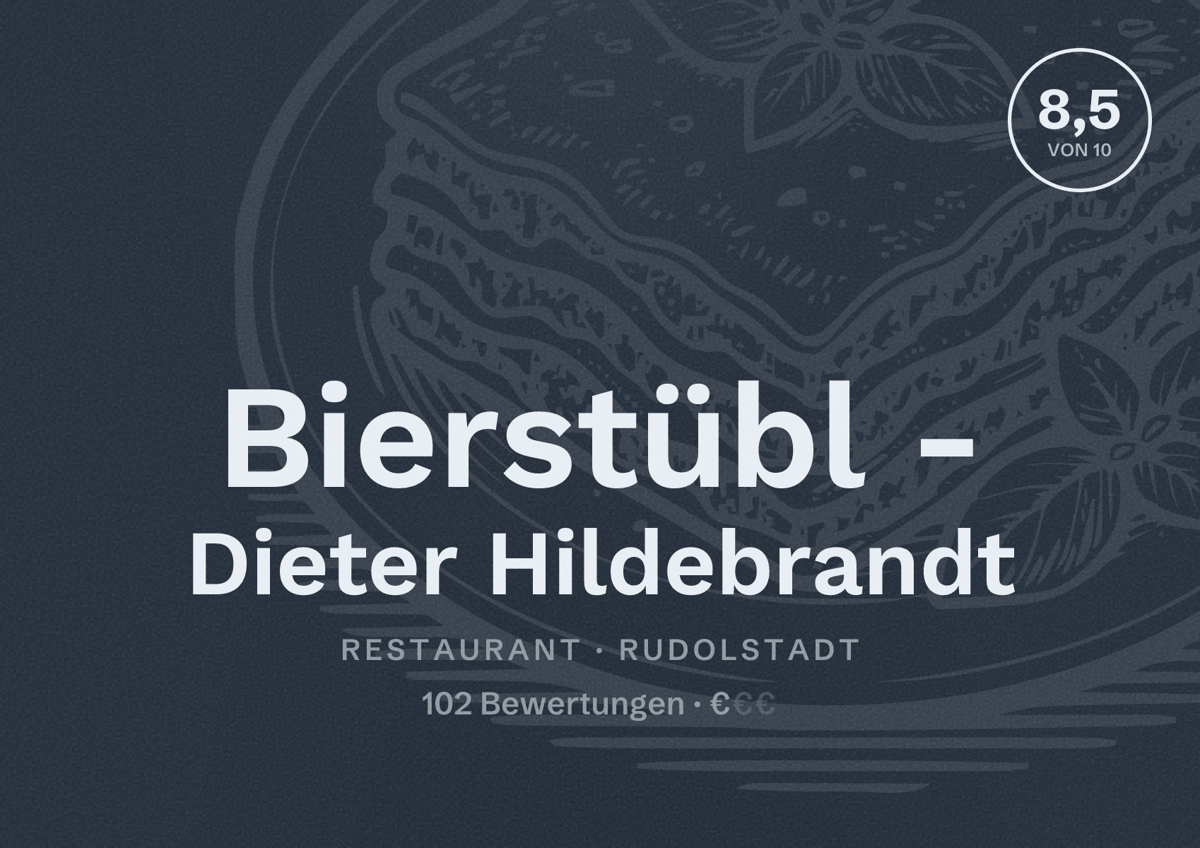 Illustriertes Poster von Bierstübl - Dieter Hildebrandt, Restaurant in Rudolstadt: Bewertung 8,5 von 10 aus 102 Bewertungen, Preisniveau €