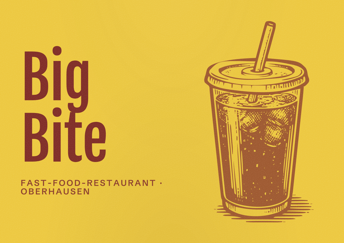 Illustriertes Poster von Big Bite, Fast-Food-Restaurant in Oberhausen