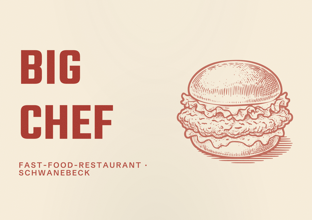 Illustriertes Poster von Big Chef, Fast-Food-Restaurant in Schwanebeck