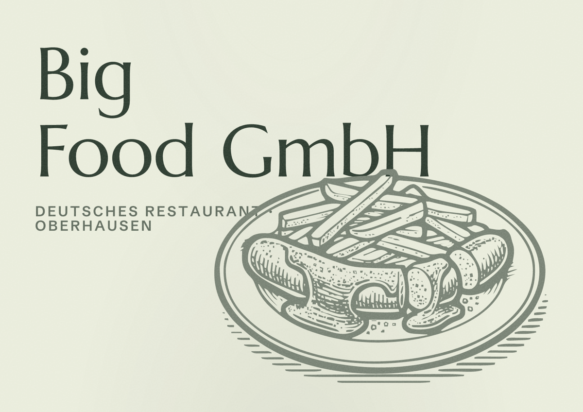 Illustriertes Poster von Big Food GmbH, Deutsches Restaurant in Oberhausen