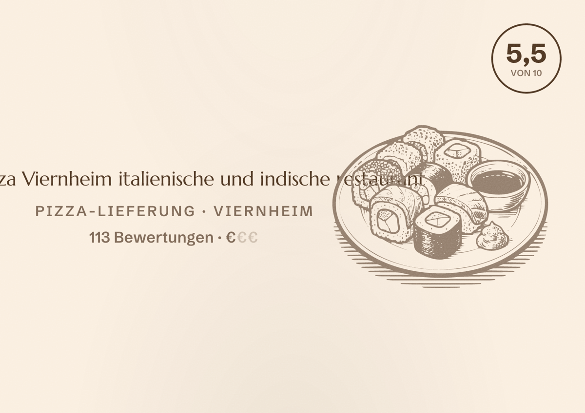 Illustriertes Poster von Big Pizza Viernheim italienische und indische restaurant, Pizza-Lieferung in Viernheim: Bewertung 5,5 von 10 aus 113 Bewertungen, Preisniveau €
