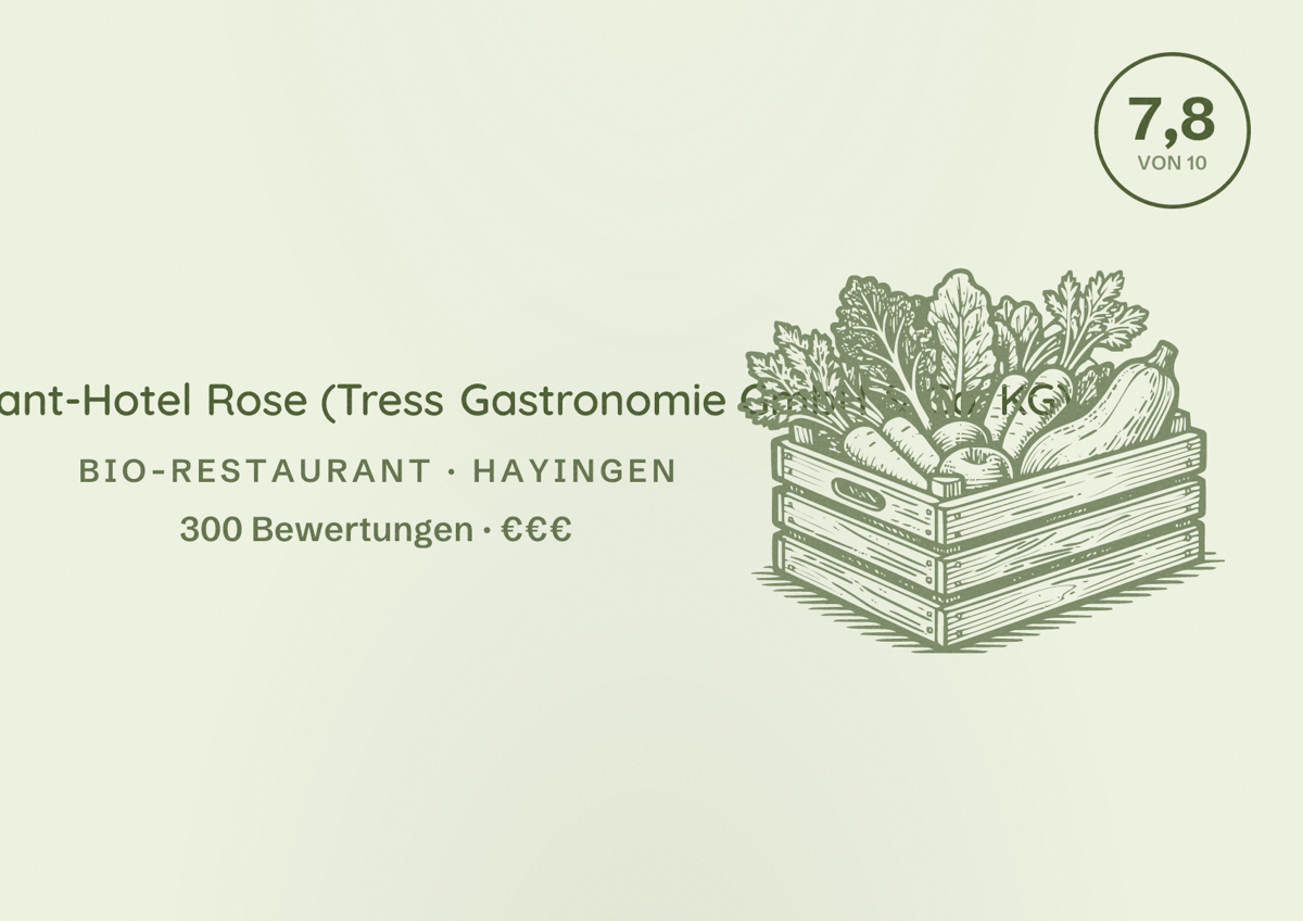 Illustriertes Poster von BIO-Restaurant-Hotel Rose (Tress Gastronomie GmbH & Co. KG), Bio-Restaurant in Hayingen: Bewertung 7,8 von 10 aus 300 Bewertungen, Preisniveau €€€