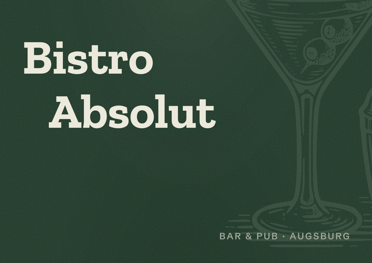Illustriertes Poster von Bistro Absolut, Bar & Pub in Augsburg