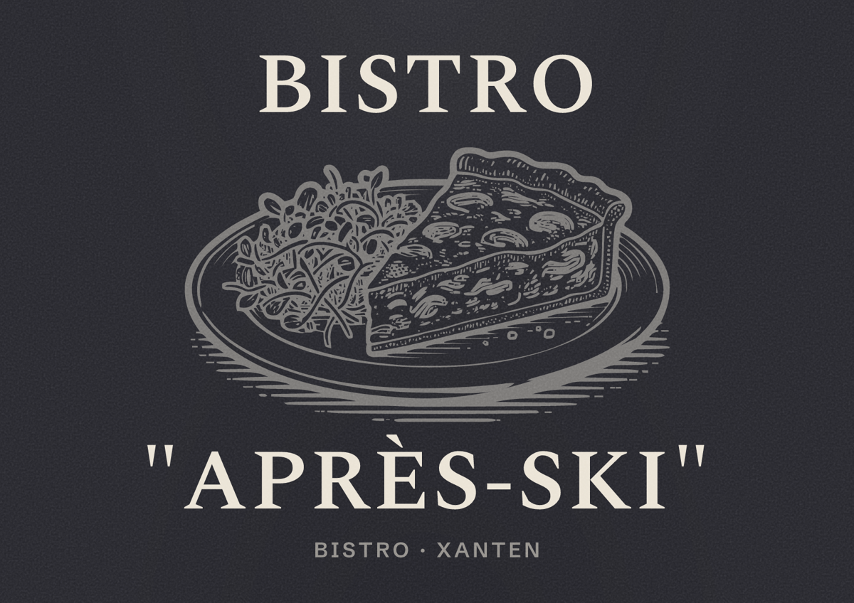 Illustriertes Poster von Bistro "Après-Ski", Bistro in Xanten
