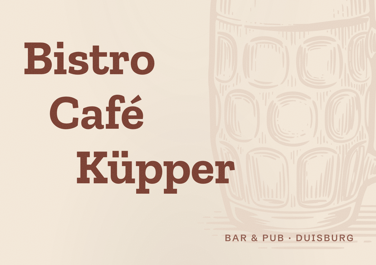 Illustriertes Poster von Bistro Café Küpper, Bar & Pub in Duisburg
