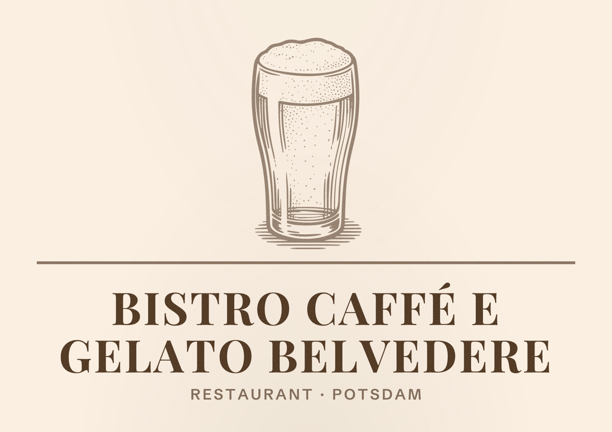Illustriertes Poster von Bistro Caffé e Gelato BELVEDERE, Restaurant in Potsdam