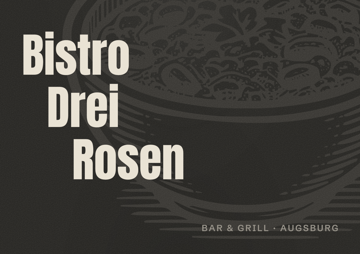 Illustriertes Poster von Bistro Drei Rosen, Bar & Grill in Augsburg