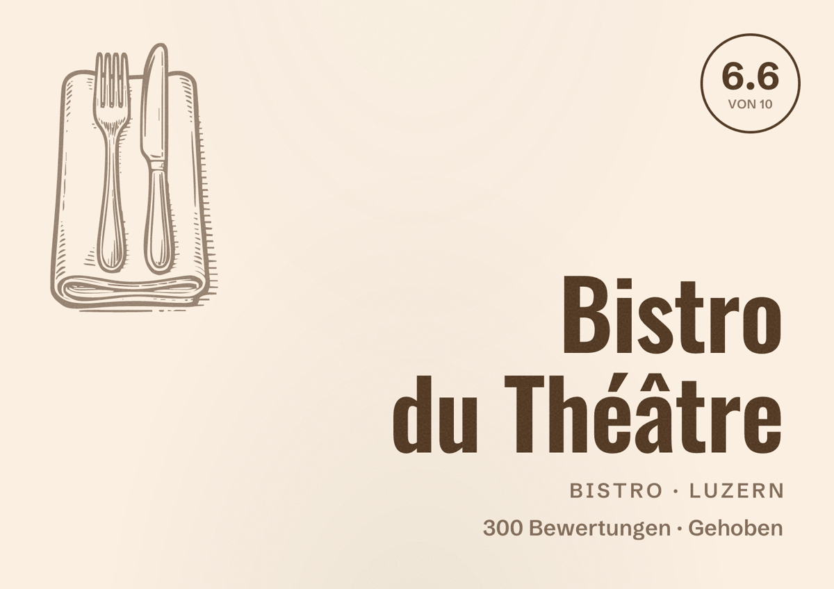 Illustriertes Poster von Bistro du Théâtre, Bistro in Luzern: Bewertung 6.6 von 10 aus 300 Bewertungen, Preisniveau Gehoben