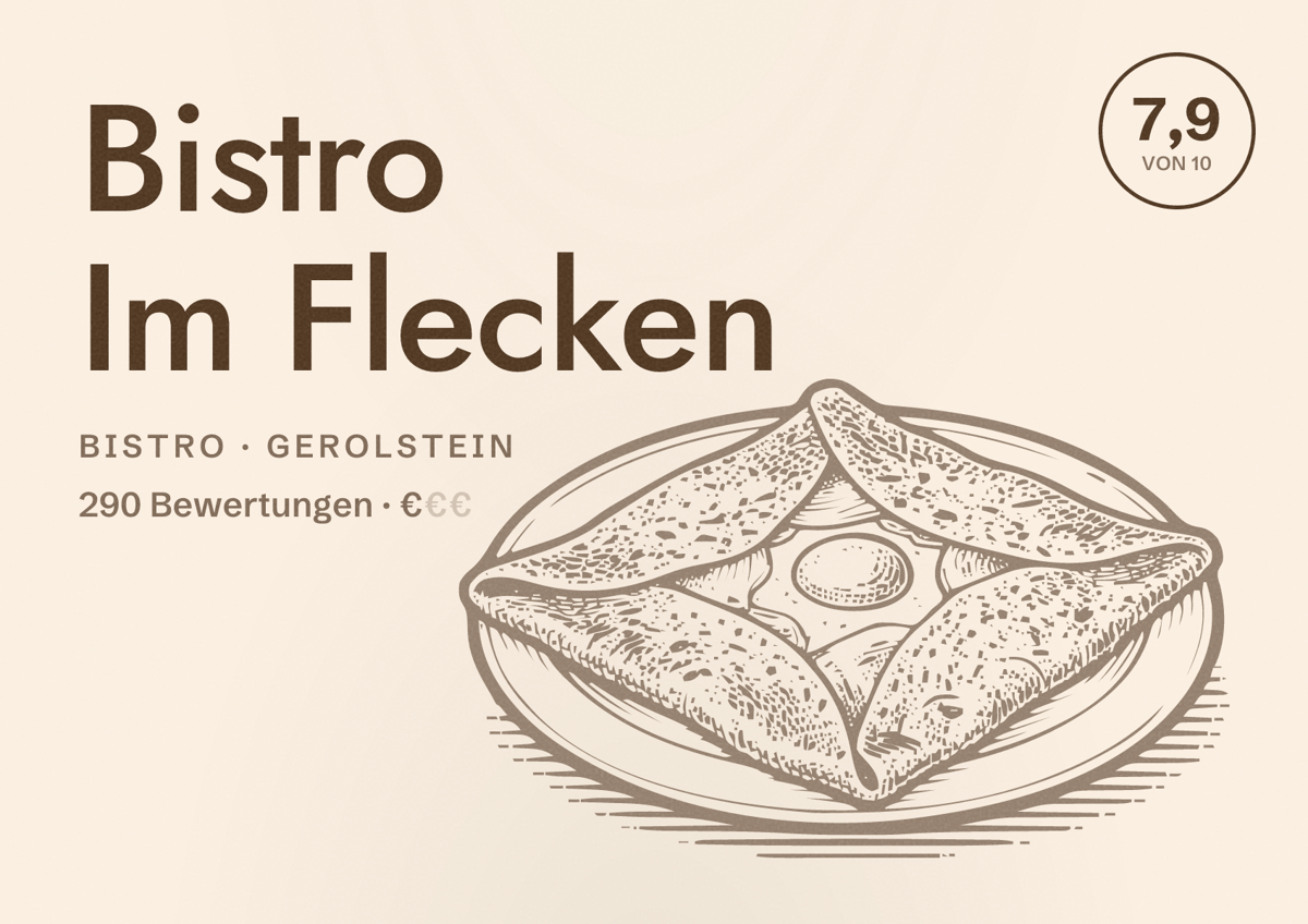 Illustriertes Poster von Bistro Im Flecken, Bistro in Gerolstein: Bewertung 7,9 von 10 aus 290 Bewertungen, Preisniveau €