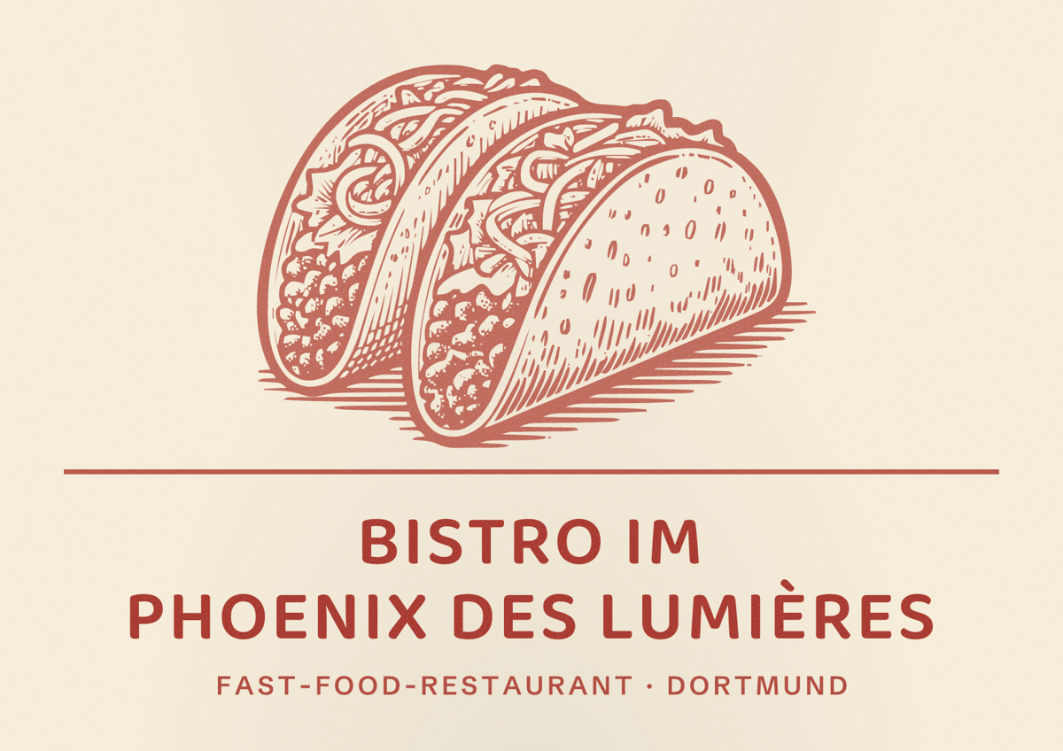 Illustriertes Poster von Bistro im Phoenix des Lumières, Fast-Food-Restaurant in Dortmund