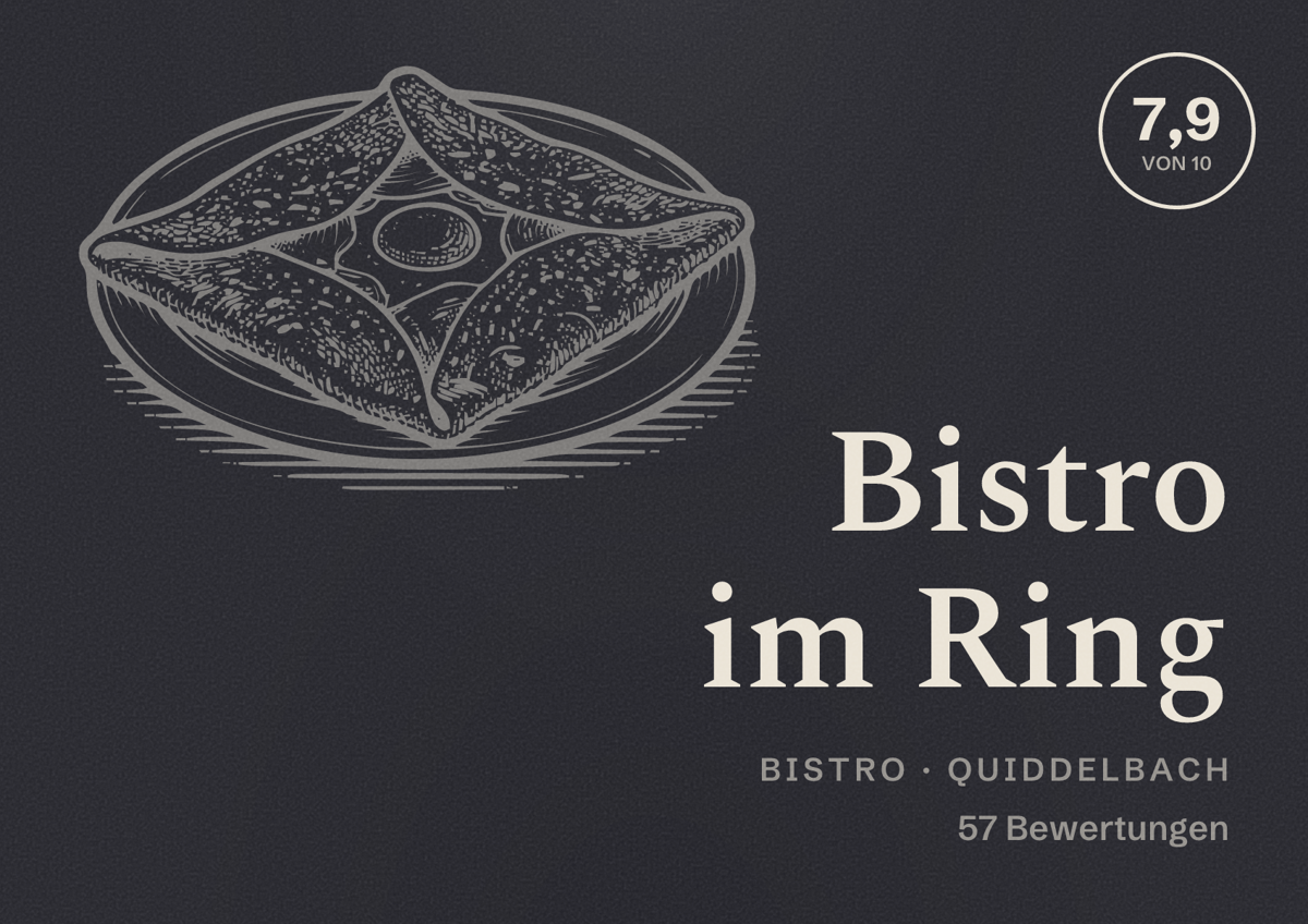 Illustriertes Poster von Bistro im Ring, Bistro in Quiddelbach: Bewertung 7,9 von 10 aus 57 Bewertungen