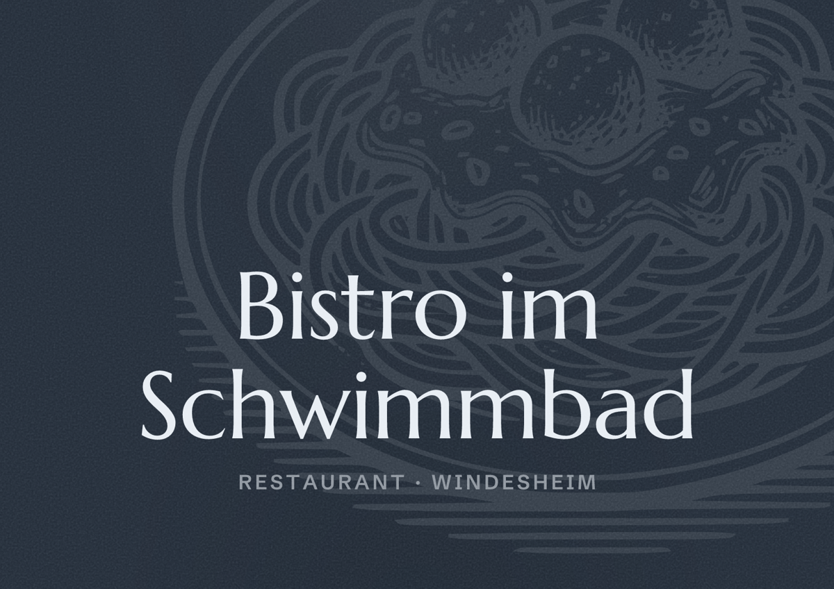 Illustriertes Poster von Bistro im Schwimmbad, Restaurant in Windesheim