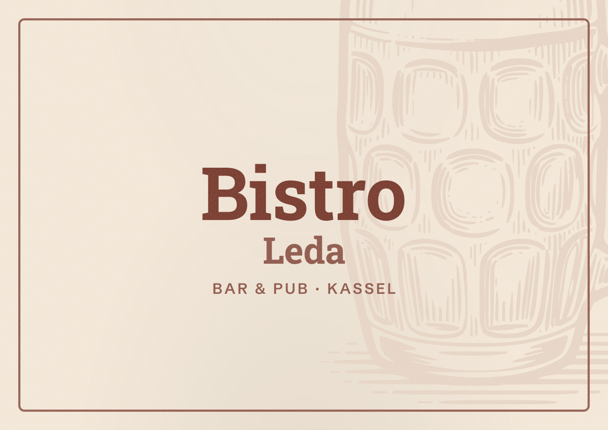 Illustriertes Poster von Bistro Leda, Bar & Pub in Kassel