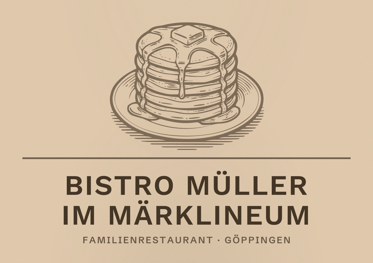 Illustriertes Poster von Bistro Müller im Märklineum, Familienrestaurant in Göppingen