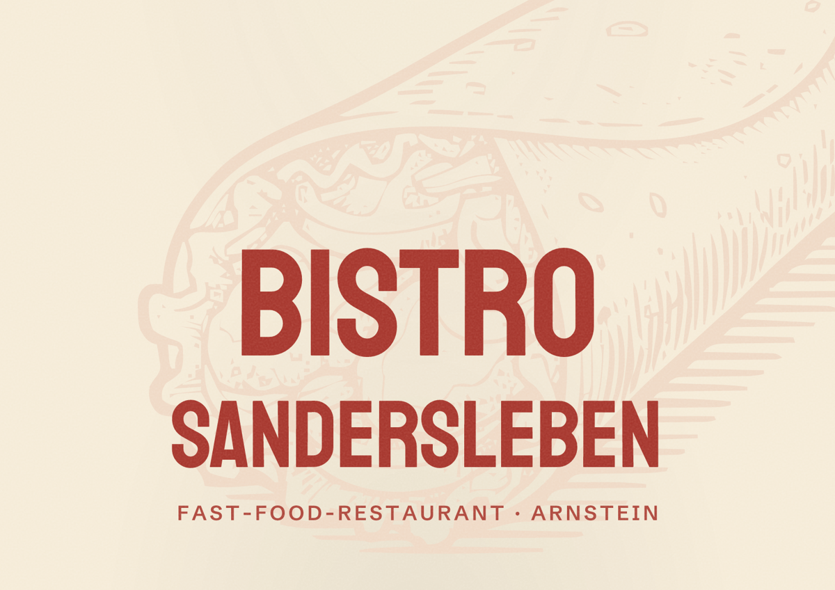 Illustriertes Poster von Bistro Sandersleben, Fast-Food-Restaurant in Arnstein