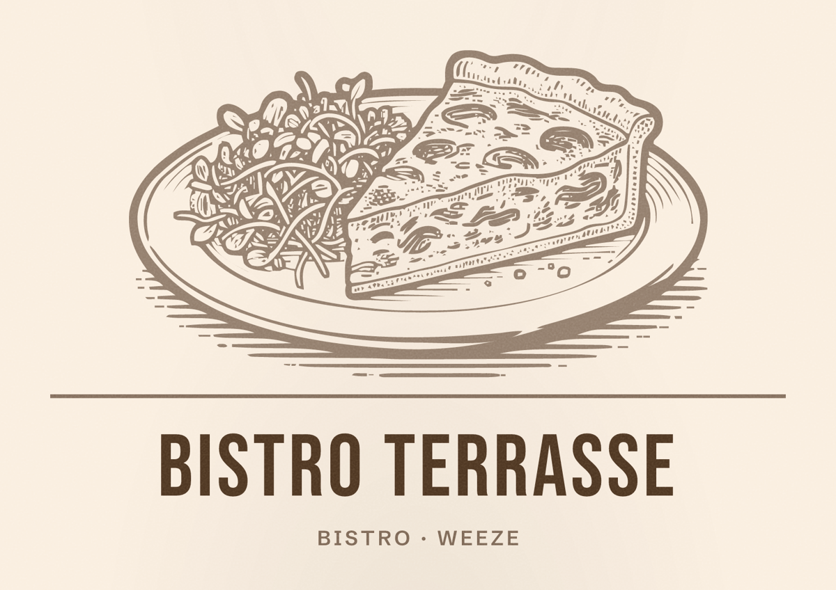 Illustriertes Poster von Bistro Terrasse, Bistro in Weeze