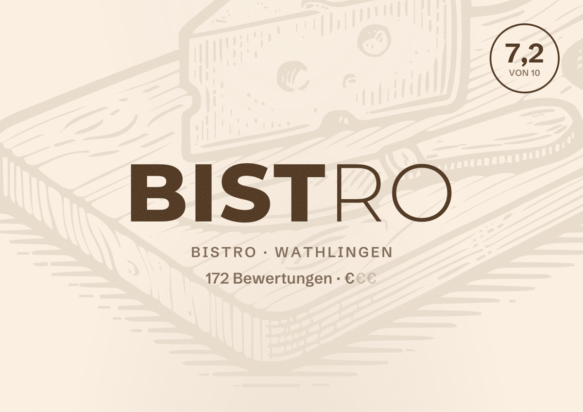 Illustriertes Poster von BiSTRO, Bistro in Wathlingen: Bewertung 7,2 von 10 aus 172 Bewertungen, Preisniveau €