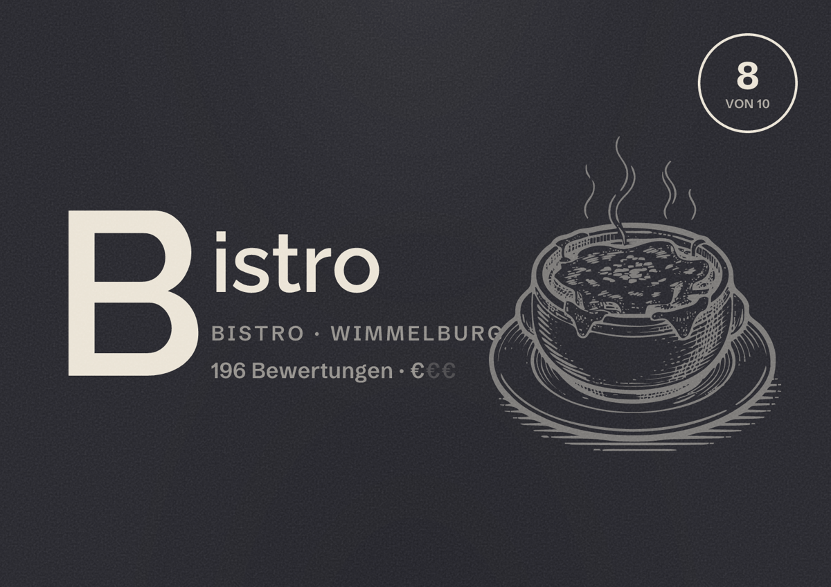 Illustriertes Poster von Bistro, Bistro in Wimmelburg: Bewertung 8 von 10 aus 196 Bewertungen, Preisniveau €