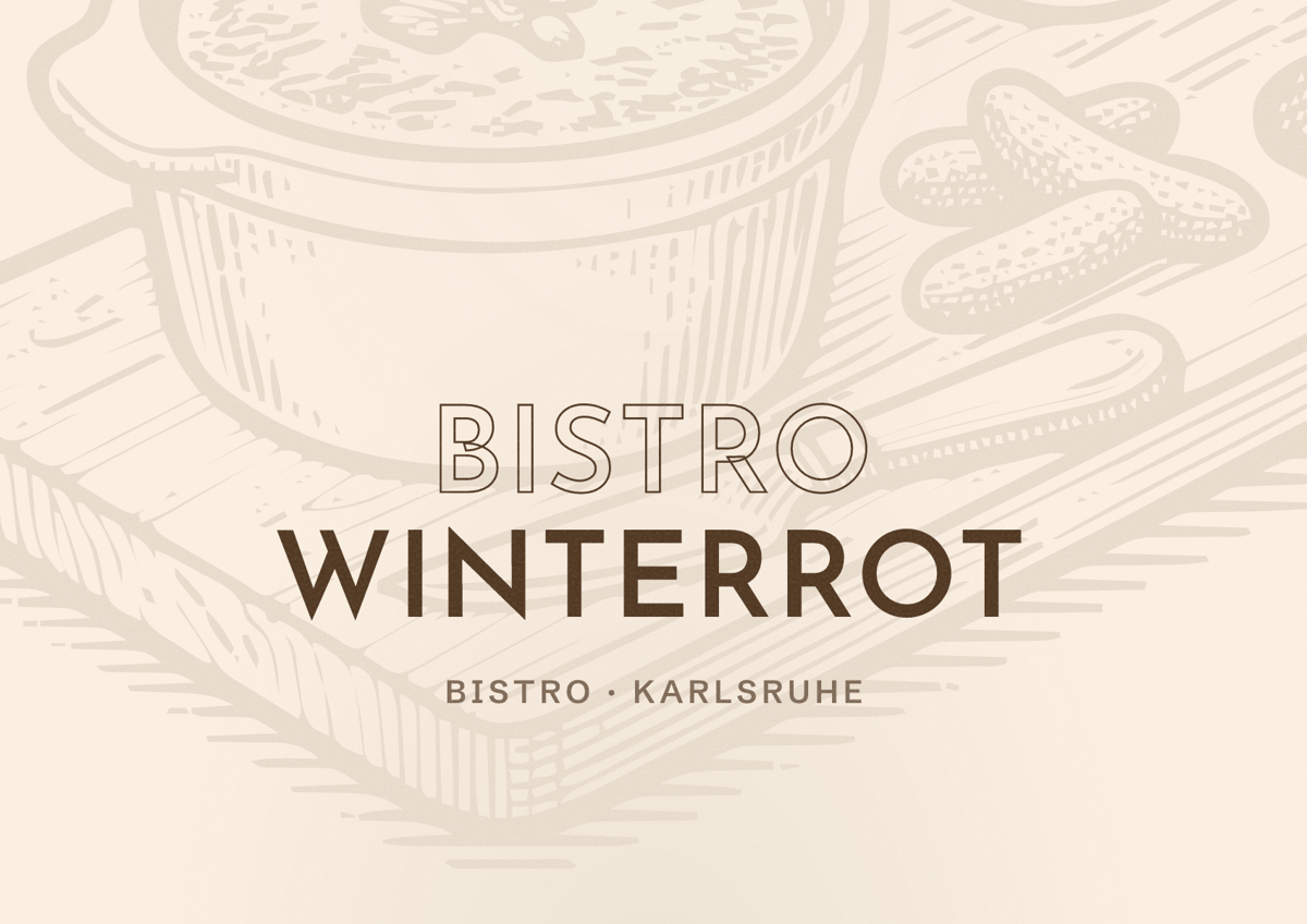 Illustriertes Poster von Bistro Winterrot, Bistro in Karlsruhe
