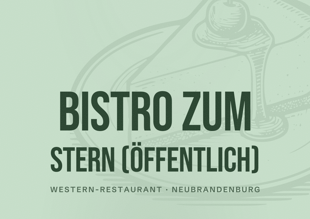 Illustriertes Poster von Bistro zum Stern (öffentlich), Western-Restaurant in Neubrandenburg
