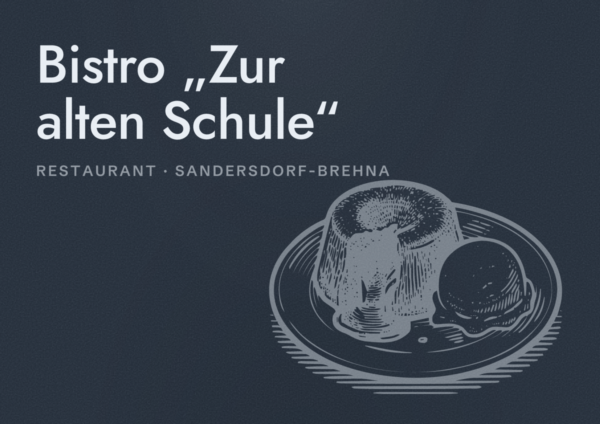 Illustriertes Poster von Bistro „Zur alten Schule“, Restaurant in Sandersdorf-Brehna