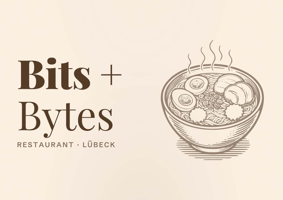 Illustriertes Poster von Bits + Bytes, Restaurant in Lübeck