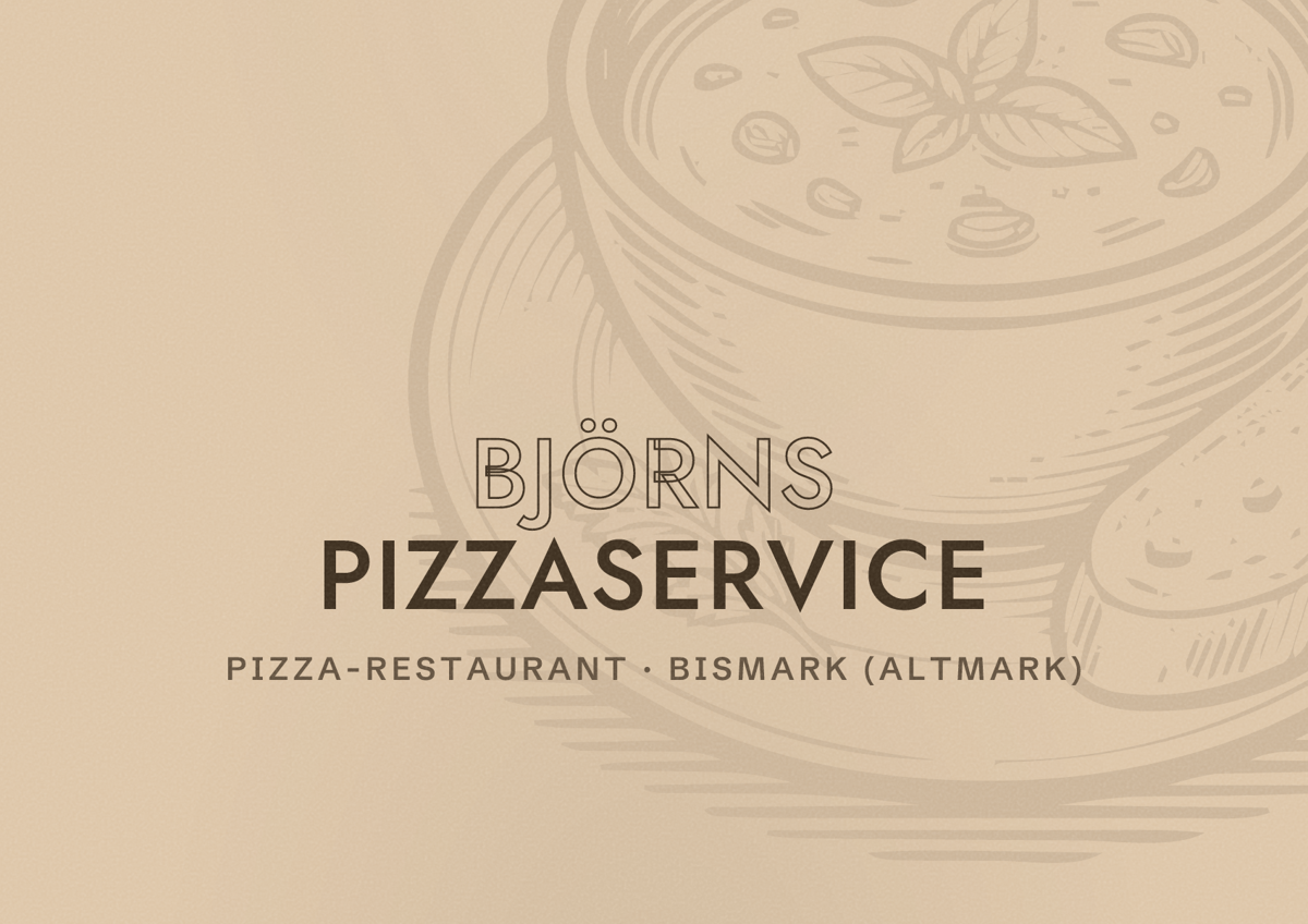 Illustriertes Poster von Björns Pizzaservice, Pizza-Restaurant in Bismark (Altmark)