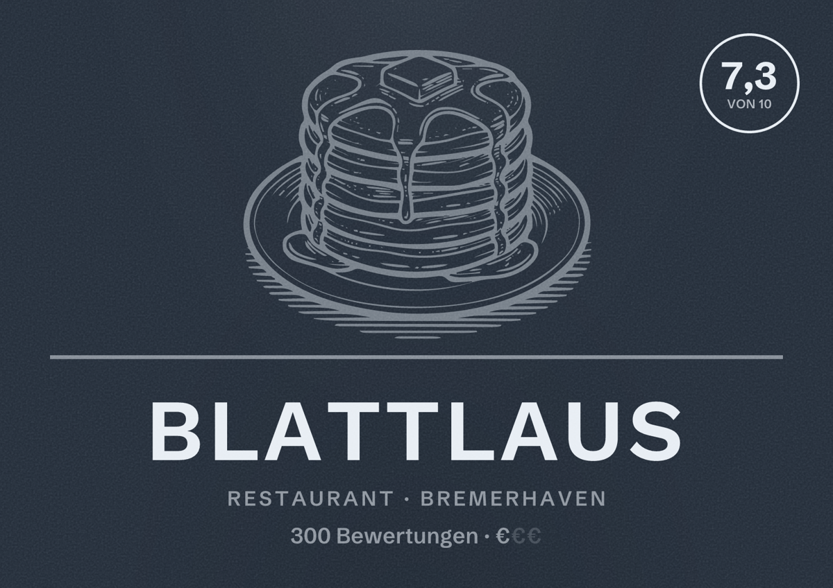 Illustriertes Poster von Blattlaus, Restaurant in Bremerhaven: Bewertung 7,3 von 10 aus 300 Bewertungen, Preisniveau €