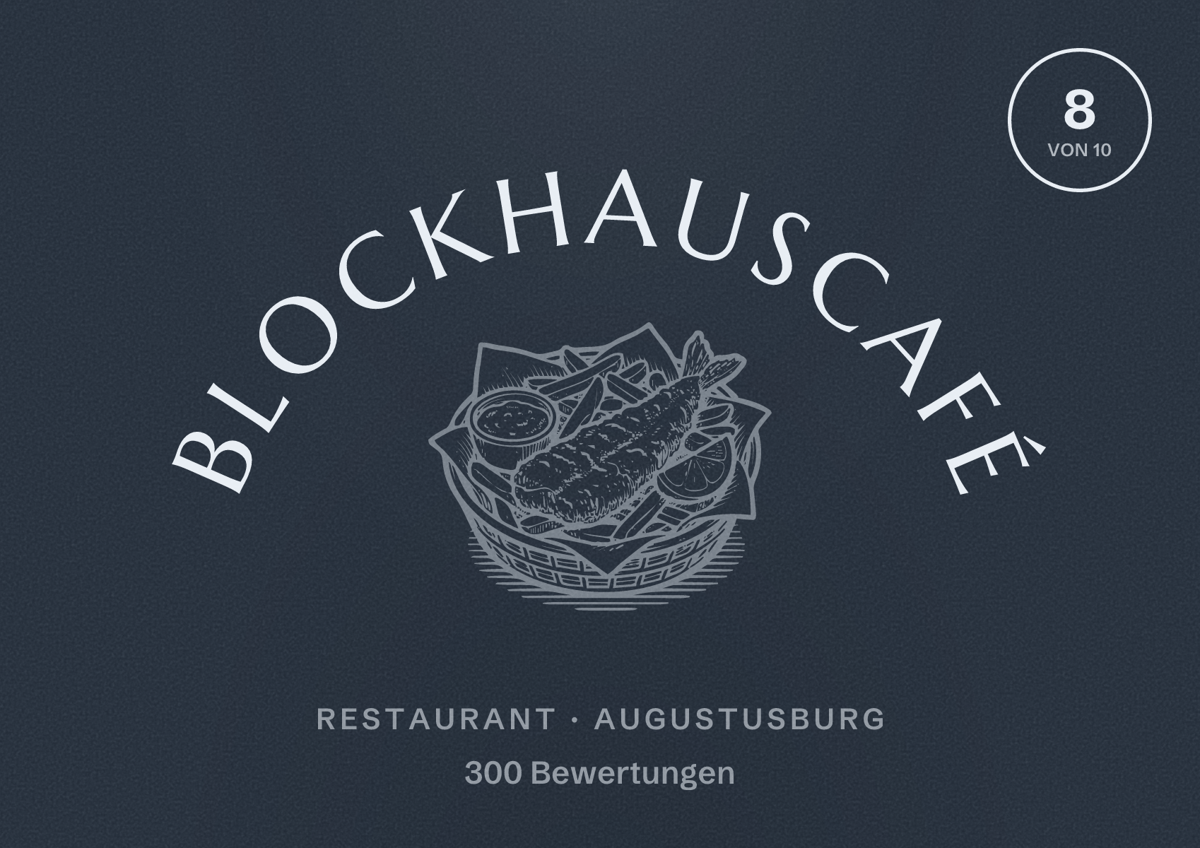 Illustriertes Poster von Blockhauscafé, Restaurant in Augustusburg: Bewertung 8 von 10 aus 300 Bewertungen