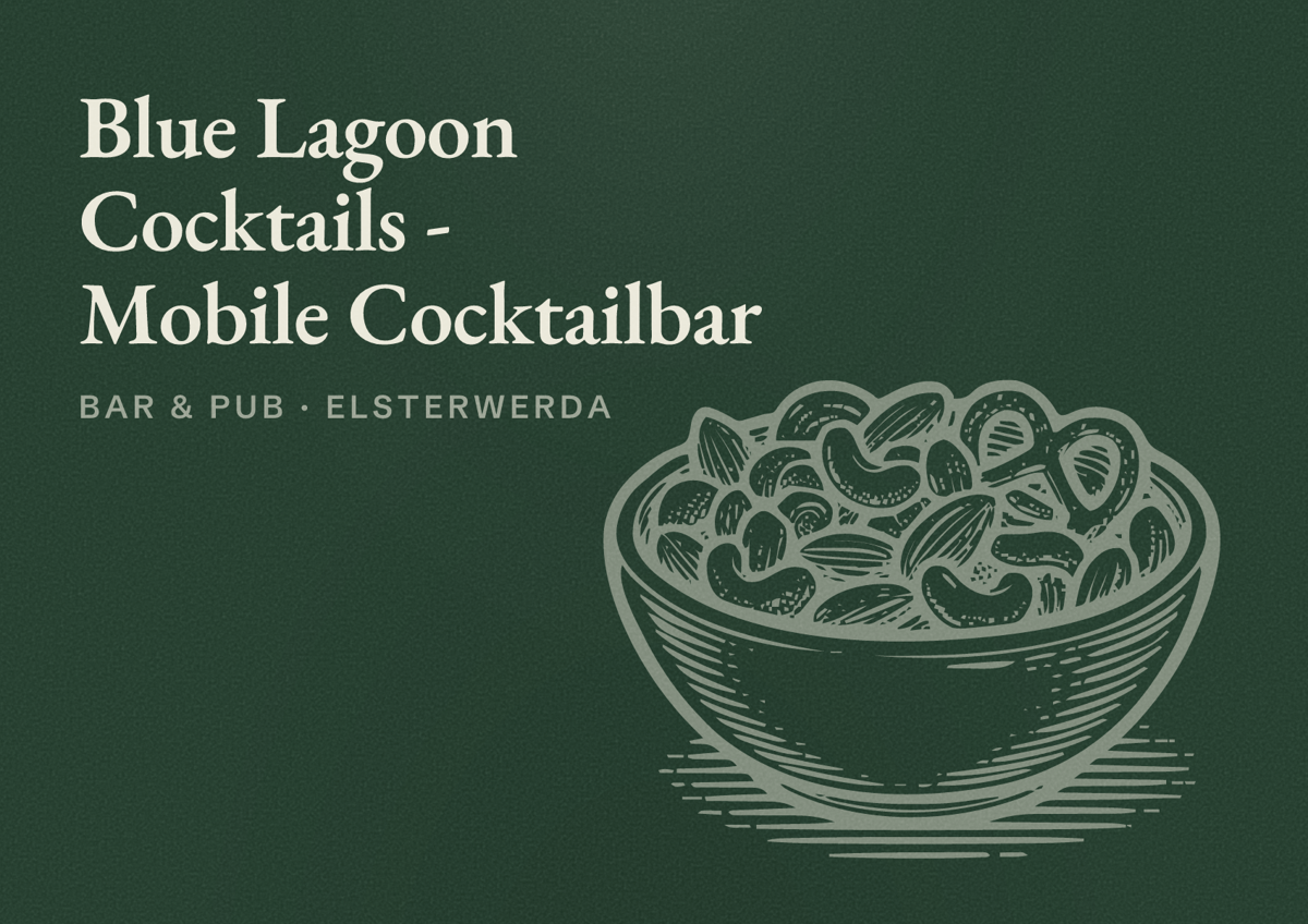 Illustriertes Poster von Blue Lagoon Cocktails - Mobile Cocktailbar, Bar & Pub in Elsterwerda