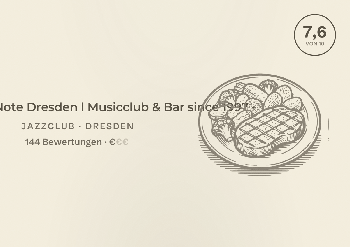 Illustriertes Poster von Blue Note Dresden l Musicclub & Bar since 1997 -, Jazzclub in Dresden: Bewertung 7,6 von 10 aus 144 Bewertungen, Preisniveau €