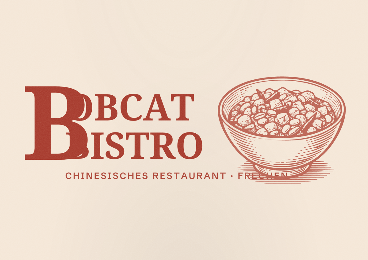 Illustriertes Poster von BOBCAT BISTRO, Chinesisches Restaurant in Frechen