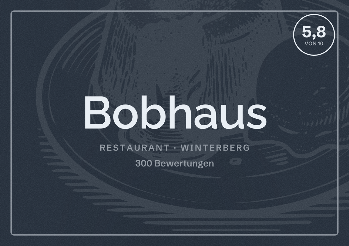 Illustriertes Poster von Bobhaus, Restaurant in Winterberg: Bewertung 5,8 von 10 aus 300 Bewertungen