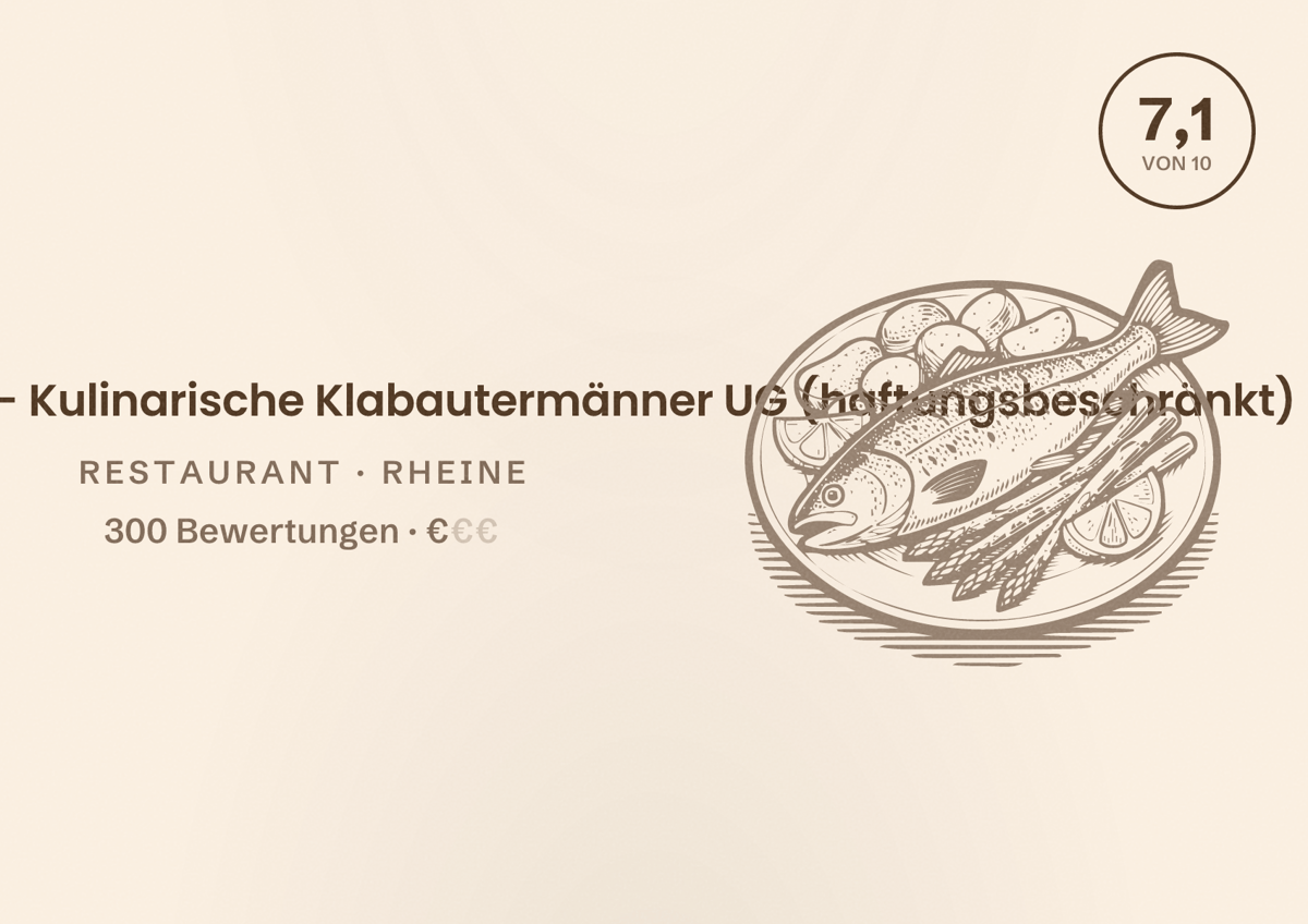 Illustriertes Poster von Bockholter Emsfähre - Kulinarische Klabautermänner UG (haftungsbeschränkt), Restaurant in Rheine: Bewertung 7,1 von 10 aus 300 Bewertungen, Preisniveau €
