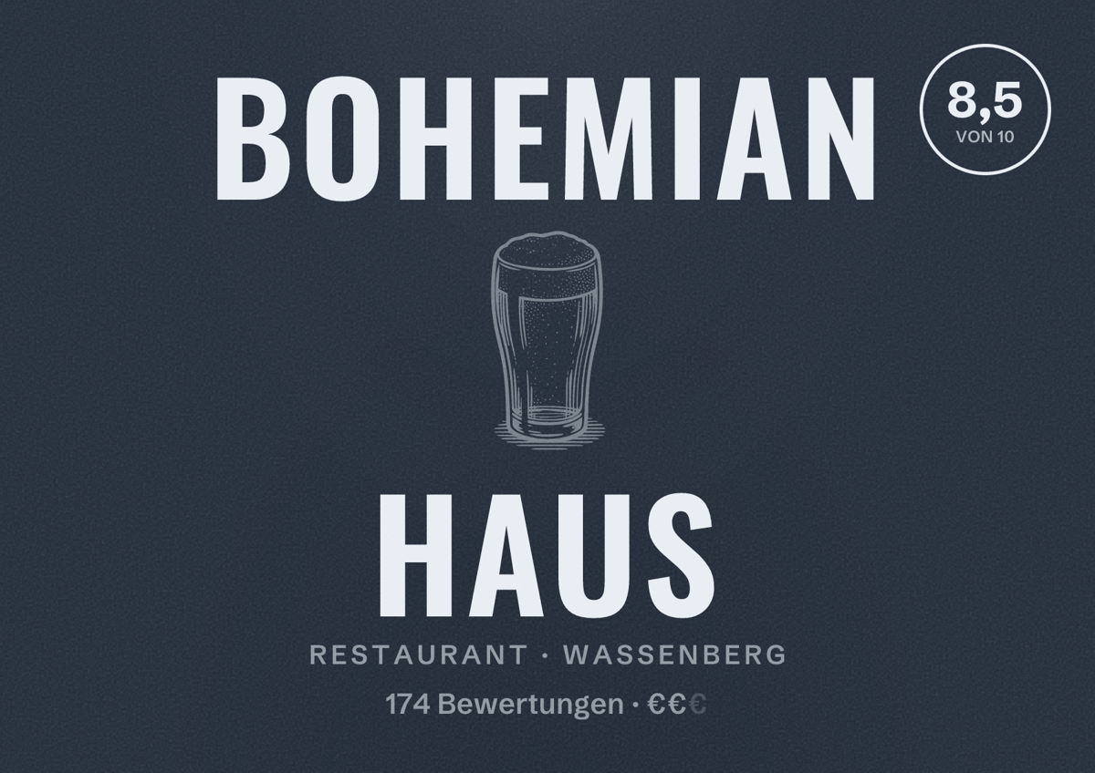Illustriertes Poster von Bohemian Haus, Restaurant in Wassenberg: Bewertung 8,5 von 10 aus 174 Bewertungen, Preisniveau €€