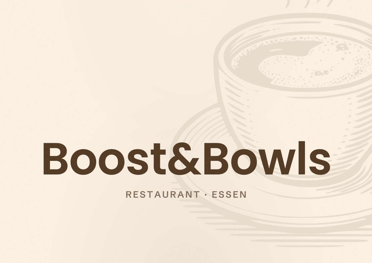 Illustriertes Poster von Boost&Bowls, Restaurant in Essen