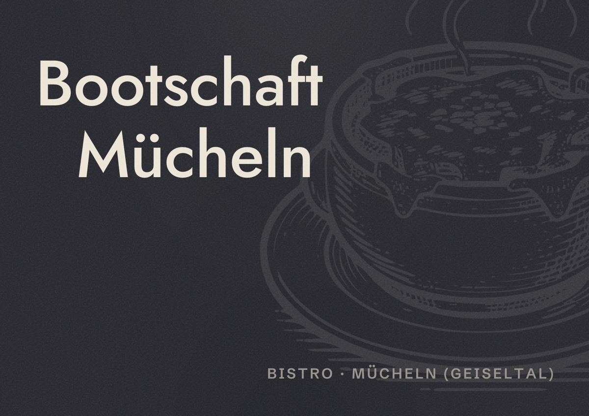 Illustriertes Poster von Bootschaft Mücheln, Bistro in Mücheln (Geiseltal)