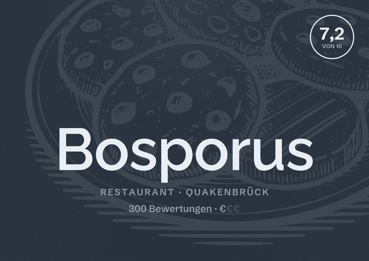 Illustriertes Poster von Bosporus, Restaurant in Quakenbrück: Bewertung 7,2 von 10 aus 300 Bewertungen, Preisniveau €