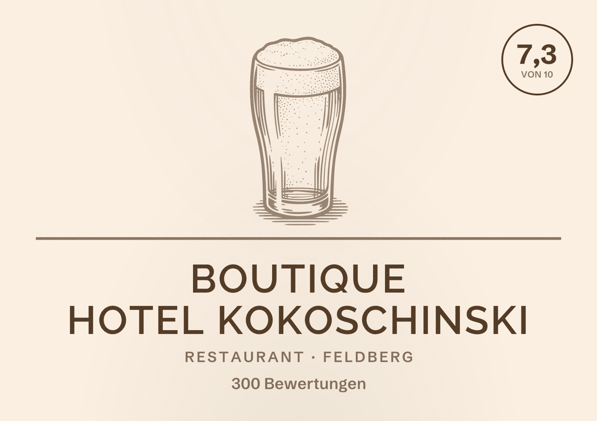 Illustriertes Poster von Boutique Hotel Kokoschinski, Restaurant in Feldberg: Bewertung 7,3 von 10 aus 300 Bewertungen